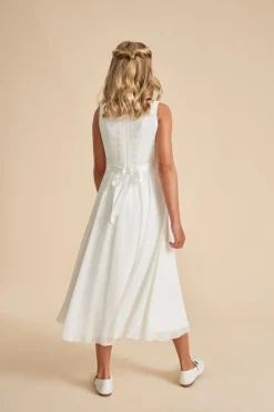 Schwingendes Kommunionkleid aus Chiffon und Spitze><noscript><img width=