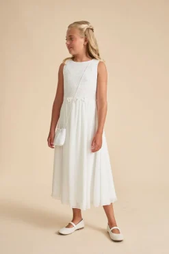 Schwingendes Kommunionkleid aus Chiffon und Spitze><noscript><img width=