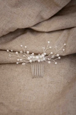 Silberfarbener Braut Haarkamm mit Perlen>Weise Clearance