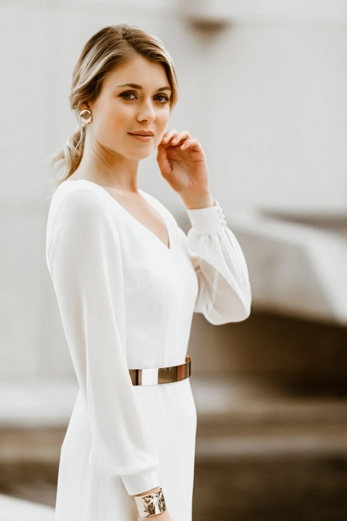 Stylisher Brautgürtel aus goldfarbenem Metall>forever & eva Discount