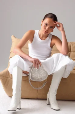 Tasche mit Glitzer-Riemen – Big Heart Bag Crystal Silver |><noscript><img width=