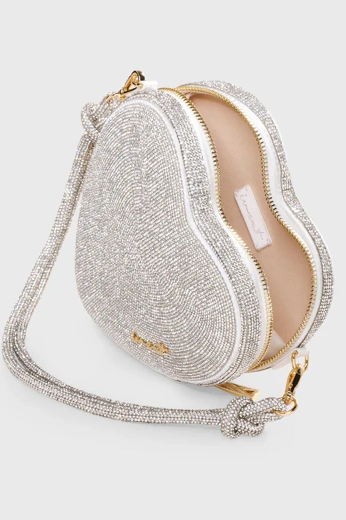 Tasche mit Glitzer-Riemen – Big Heart Bag Crystal Silver |>Weat