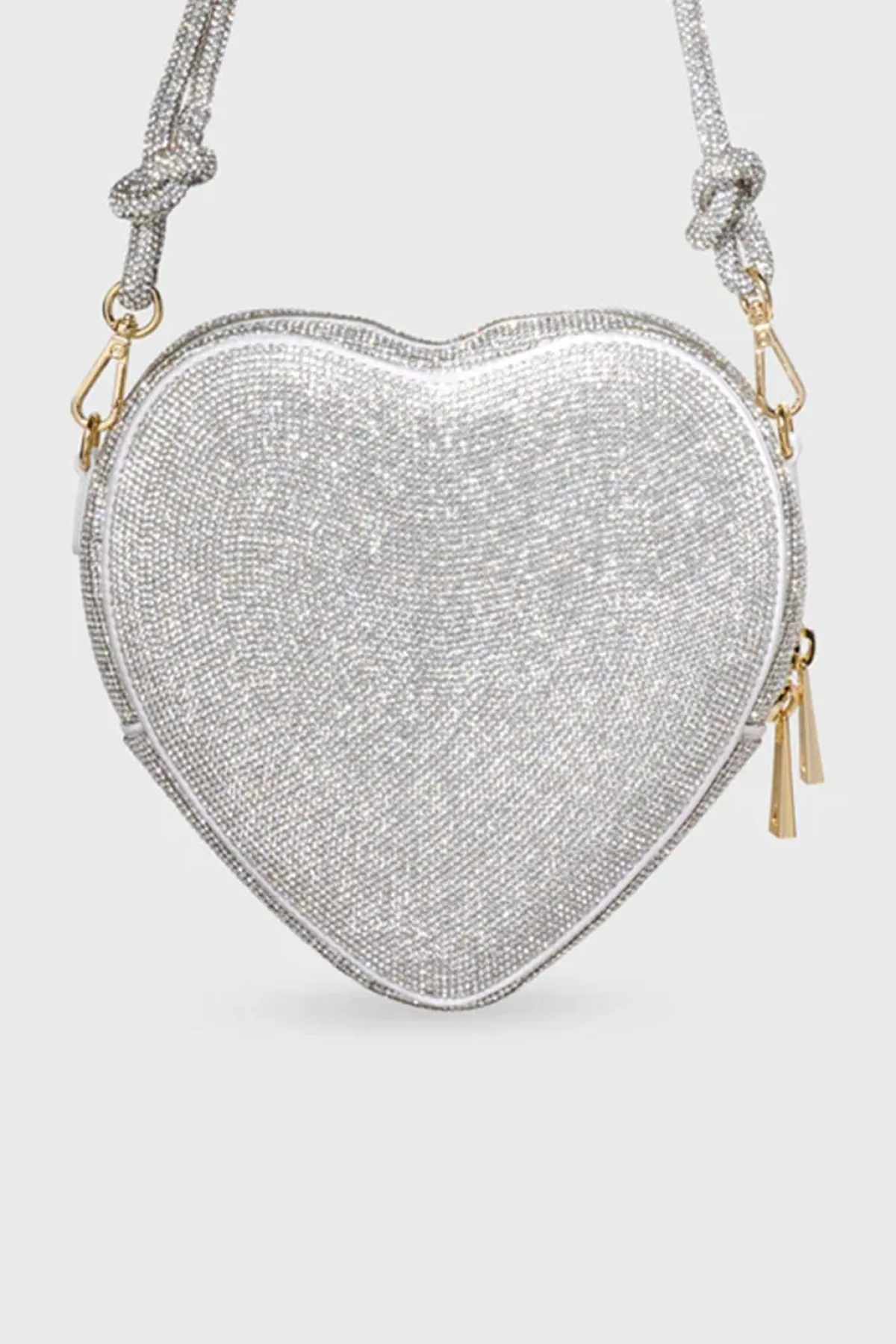 Tasche mit Glitzer-Riemen – Big Heart Bag Crystal Silver |>Weat