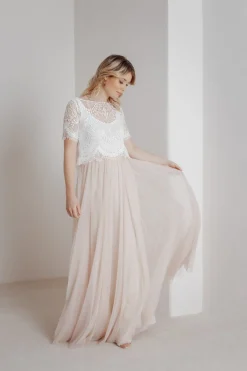 Tüllrock aus fließendem Softtüll in Blush - India><noscript><img width=