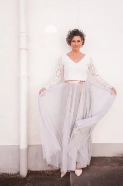 Tüllrock in Grau, fließender Softtüll – Maris><noscript><img width=