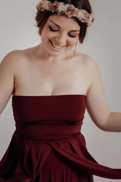 Tube-Top in Weinrot – Long Jersey Bandeau Bordeaux><noscript><img width=