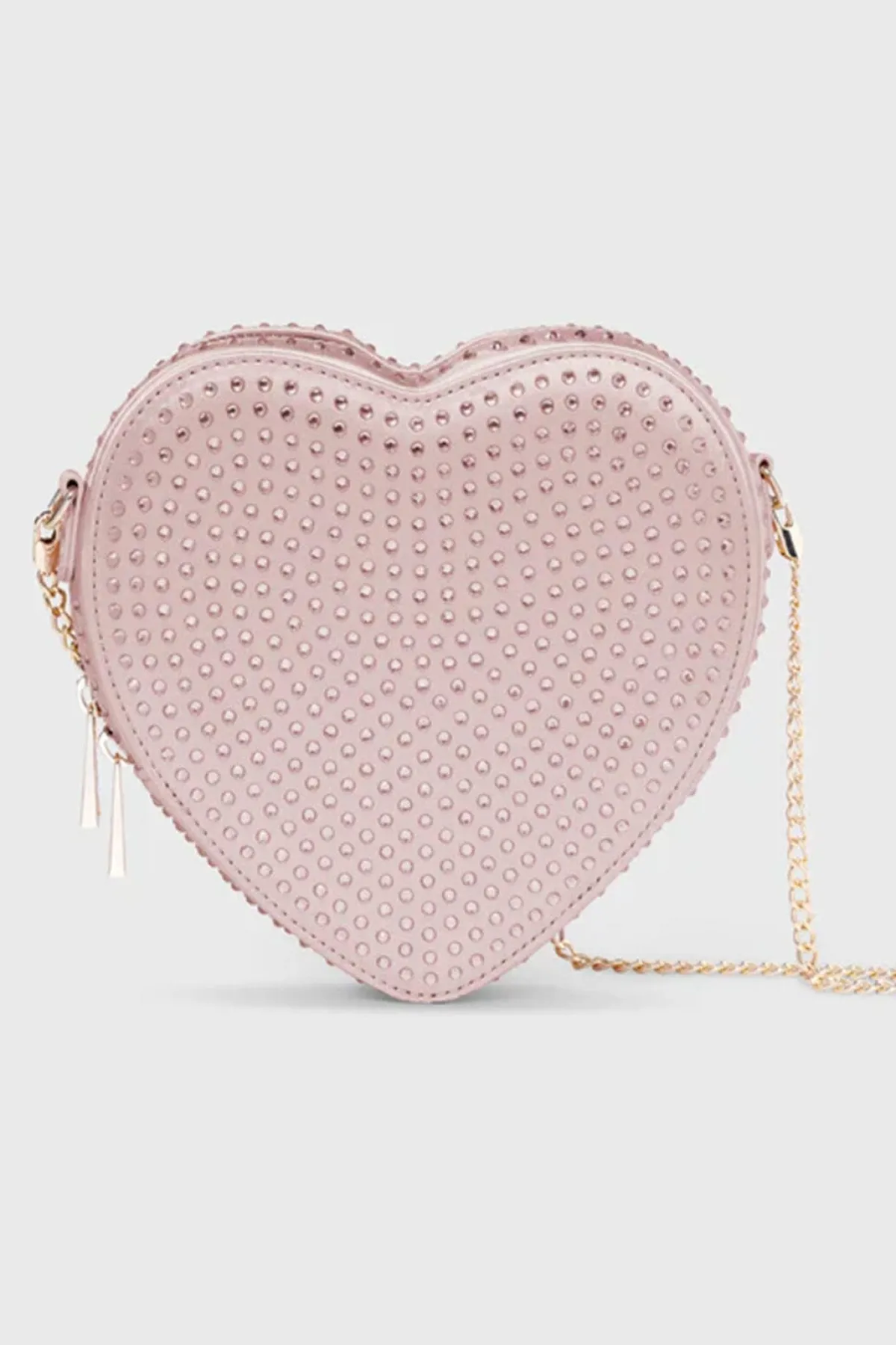 Verzierte Tasche – Big Heart Bag Crystal Rosé Silk |>Weat Best