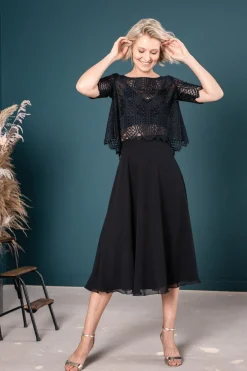 Wadenlanger Chiffonrock in Schwarz – Emmi Black>noni Online