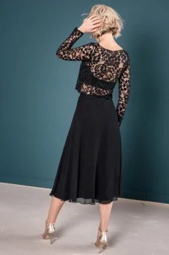 Wadenlanger Chiffonrock in Schwarz – Emmi Black><noscript><img width=