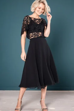 Wadenlanger Chiffonrock in Schwarz – Emmi Black><noscript><img width=