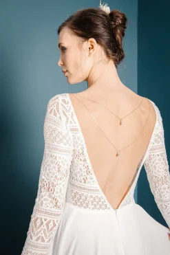 Zweireihige Rückenkette in Roségold mit Strassanhängern>La Chia Hot